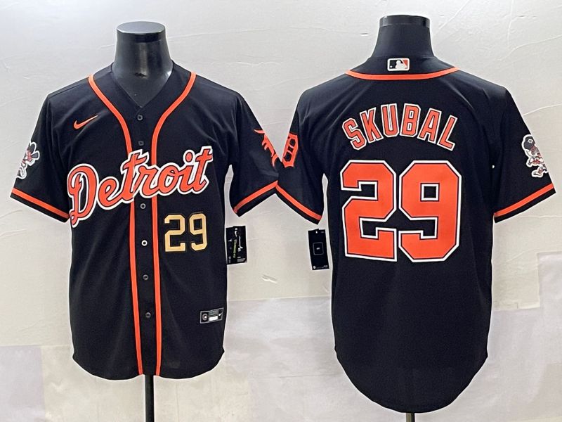 Men 2025 Detroit Tigers #29 Skubal Black Joint Name Nike MLB Jersey style 4